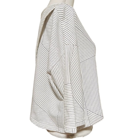 POSTMARK ANTHROPOLOGIE WOMENS WHITE WITH BLACK GEO PATTERN LINES OVERSIZED MED - Picture 5 of 10
